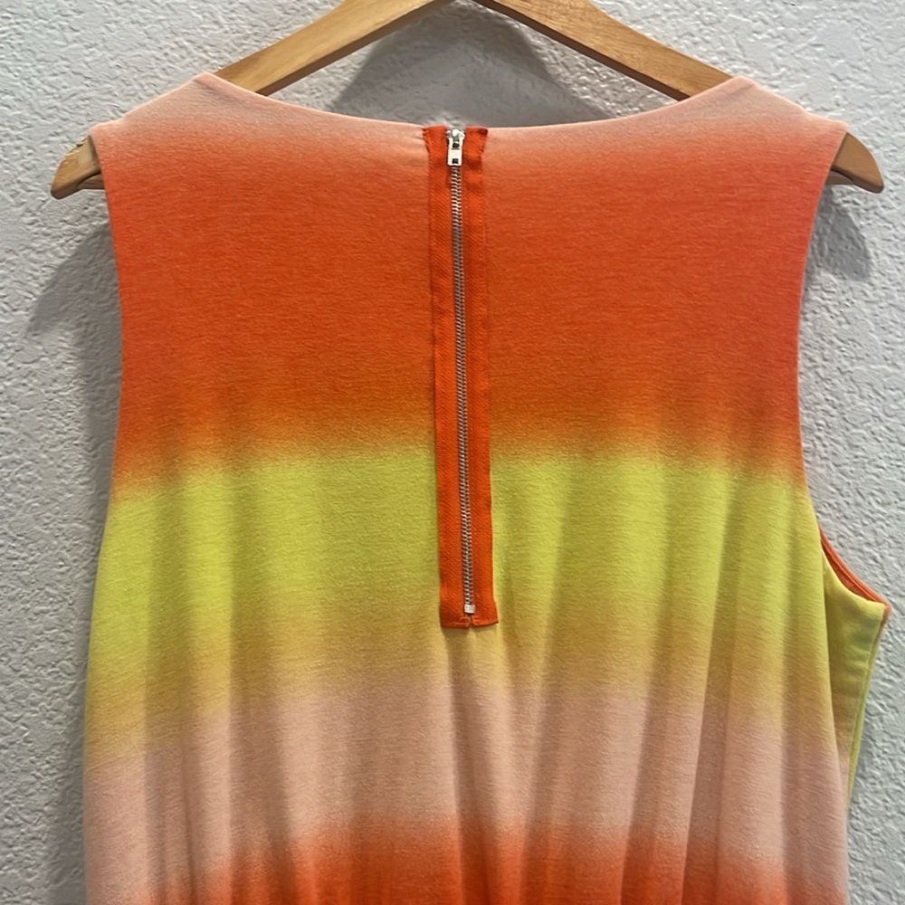 Ces Femme The Adeline Ombre Orange & Yellow Sherbet Lined Romper Size Large - Picture 9 of 10